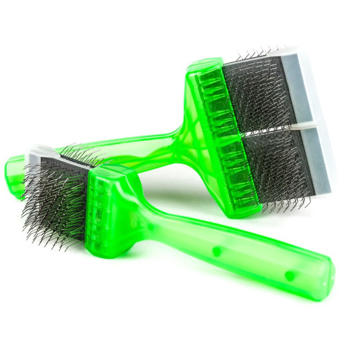 ActiVet Pro Brush Soft Green a soft double sided and flexible brush for breeds with a small amount of undercoat or for long silky hair